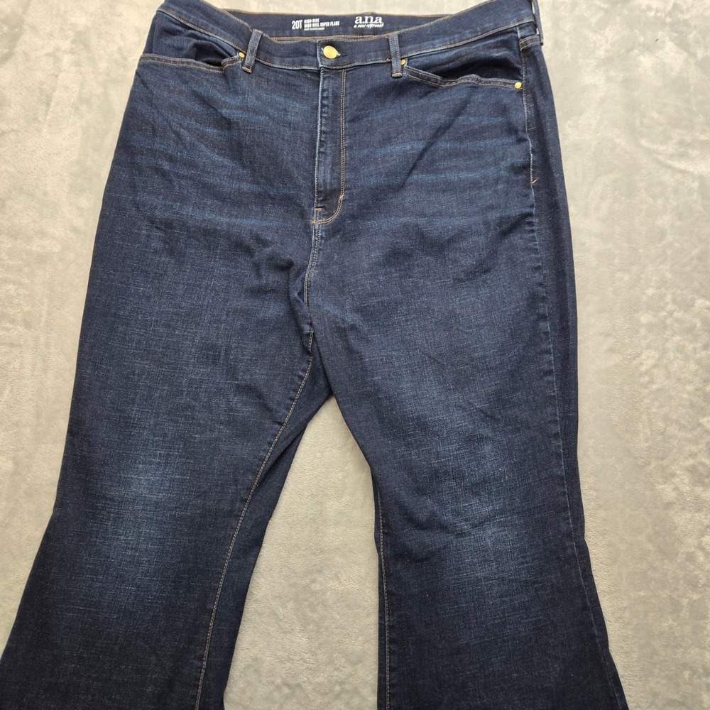 ANA A New Approach High Rise Super Flare Womens Size 20T 38x36 Jeans Indigo Blue
